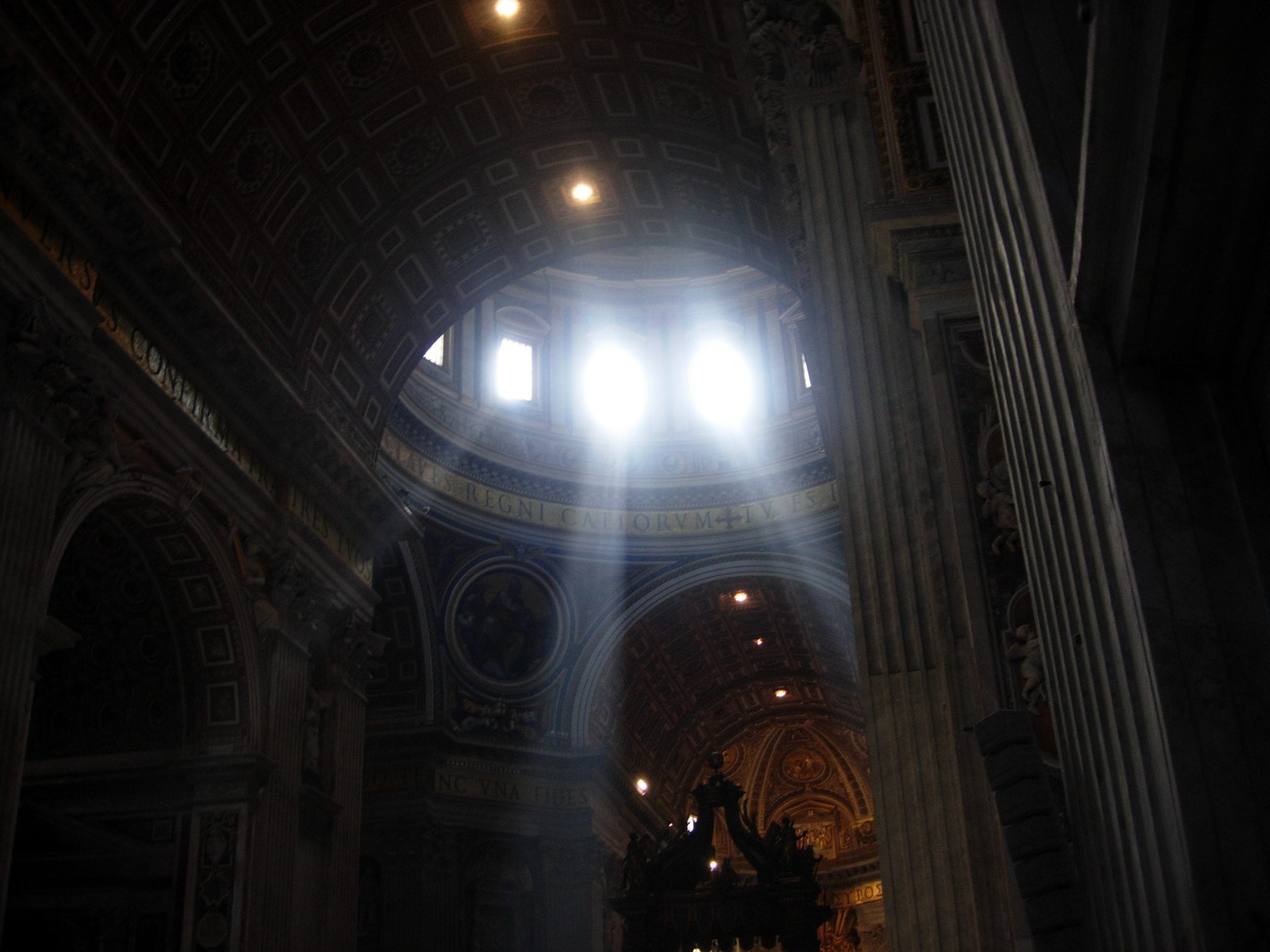 Light streaming into a church in Italy