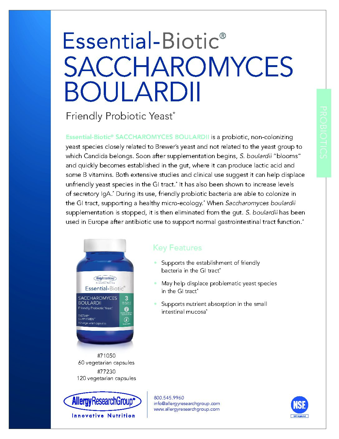Allergy Research Group Essential-Biotic Saccharomyces Boulardii