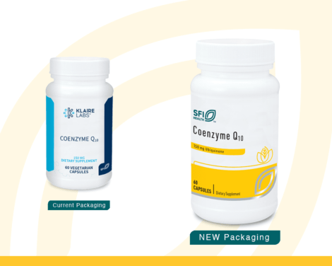 CoEnzyme Q10 (150 mg) SFI CP6303 current vs new label.