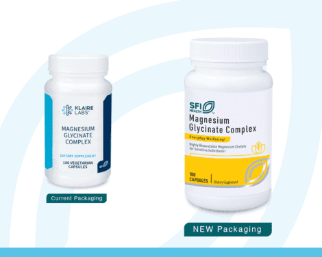 Magnesium Glycinate 100 veg caps SFI V827-10 current vs new label