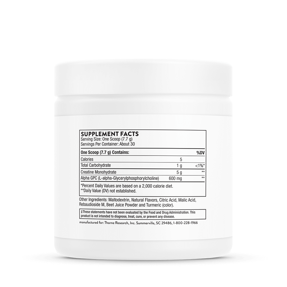 Creatine + Alpha GPC - Watermelon Lemonade 8.1 oz Ingredietns label SF913.
