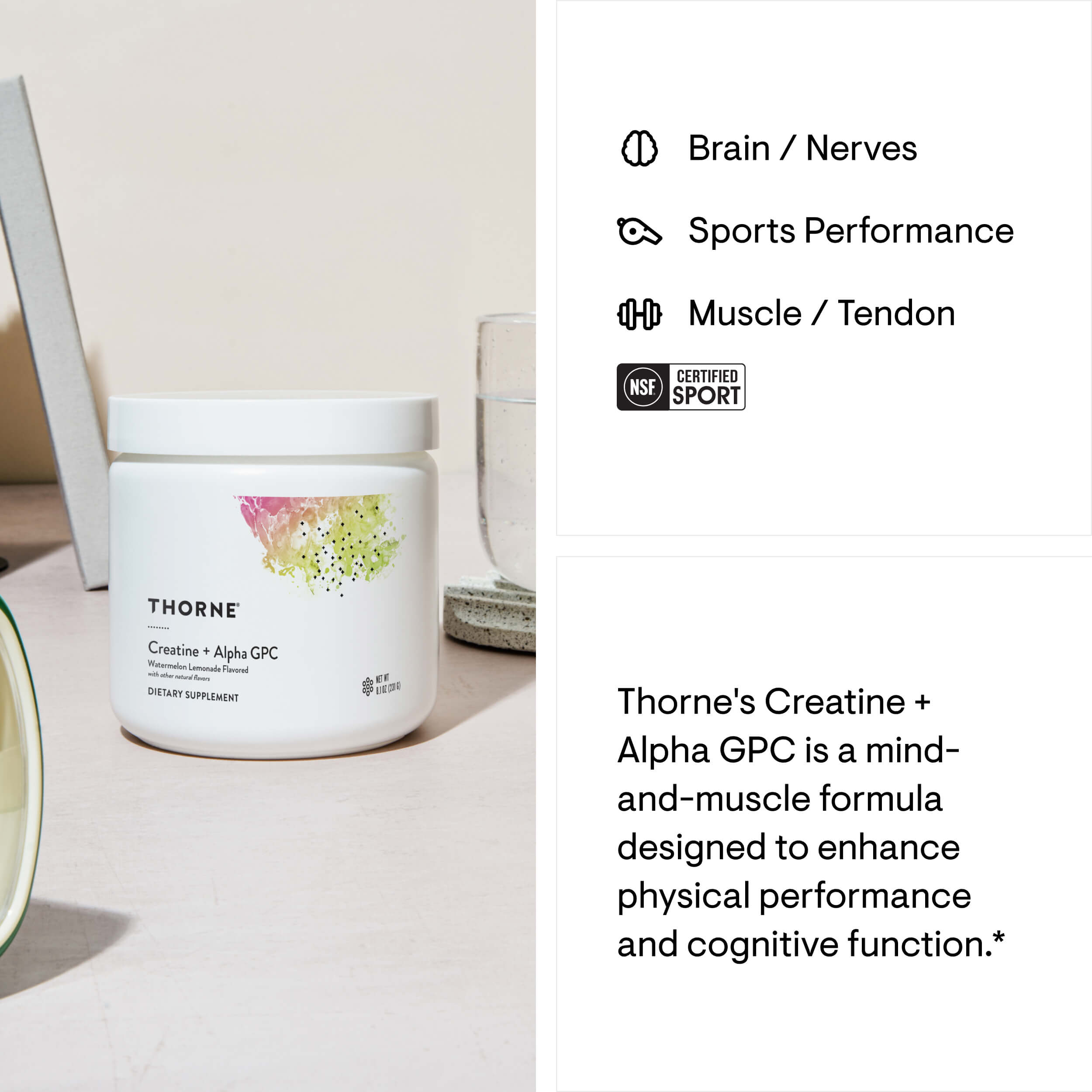 Creatine + Alpha GPC - Watermelon Lemonade 8.1 oz Features SF913.